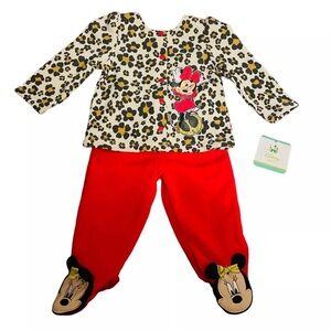 NWT Disney Baby Minnie Feet Footed 2 Pc. Knit Outfit Set Girls 3/6 Months